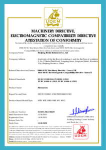  MACHINERY DIRECTIVE,ELECTROMAGNETIC COMPATIBILITY DIRECTIVE ATIESTATION OF CONFORMITY 